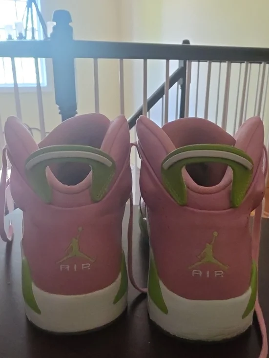 Jordan Kids High-Top Sneakers in Pink and Green