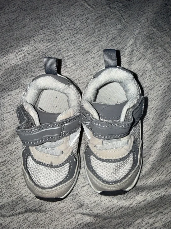 wonder nation Gray and White Kids Sneakers with Velcro