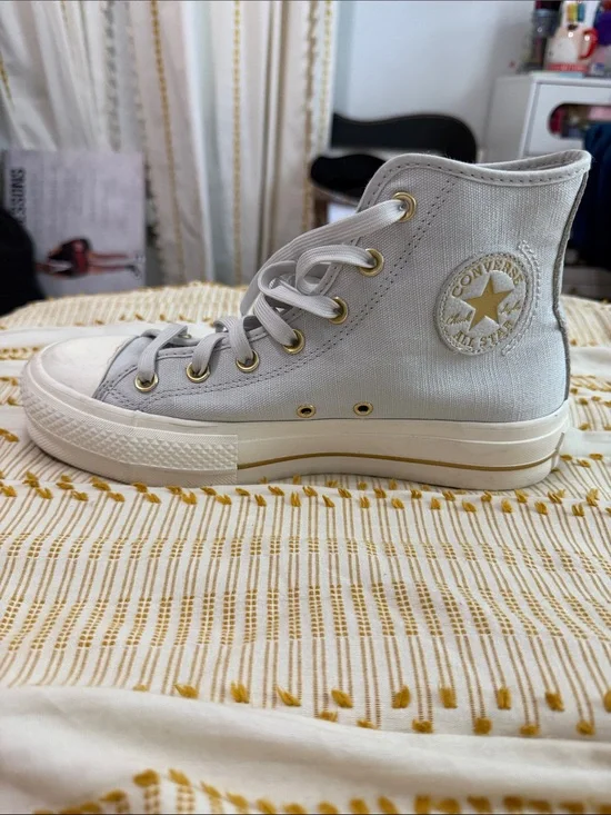 Converse Chuck Taylor All Star High Top Sneakers in Light Blue Canvas and Cream