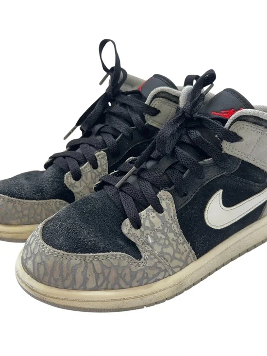 Nike Air Jordan 1 Mid SE Elephant Print Boys Size 2Y Gray DM6215-016