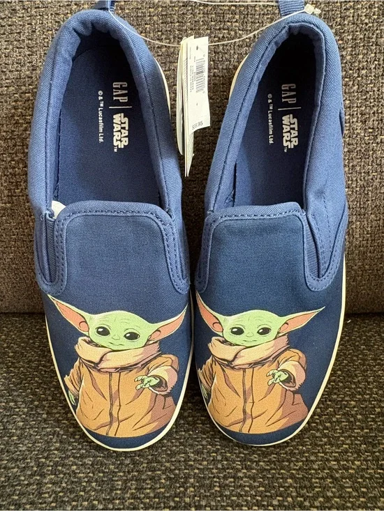 GAP Kids Navy Slip-On Sneakers with Green Baby Yoda Graphic