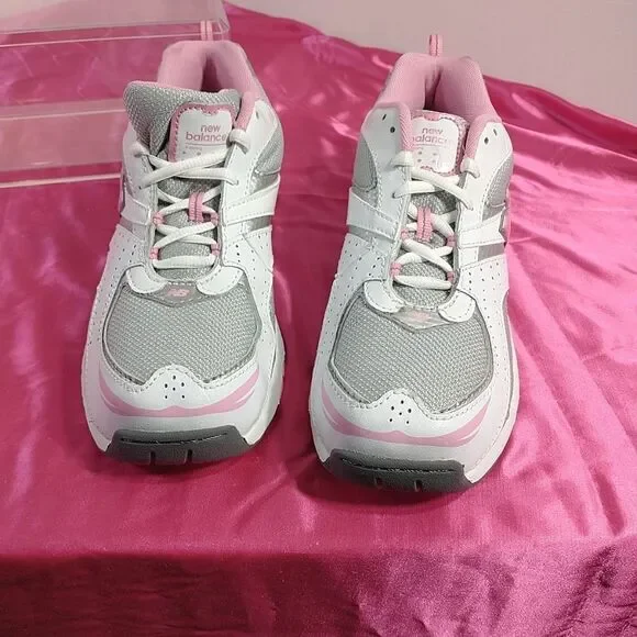 New Balance 515 Youth Girls SZ 6.5 White Pink Gray Athletic Shoes New .