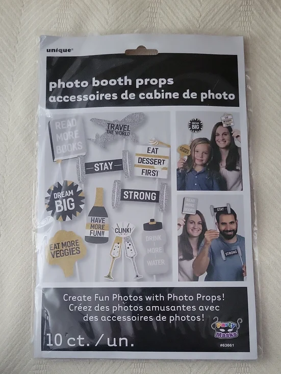 New Years Silver & Gold Photo Booth Props - 10ct