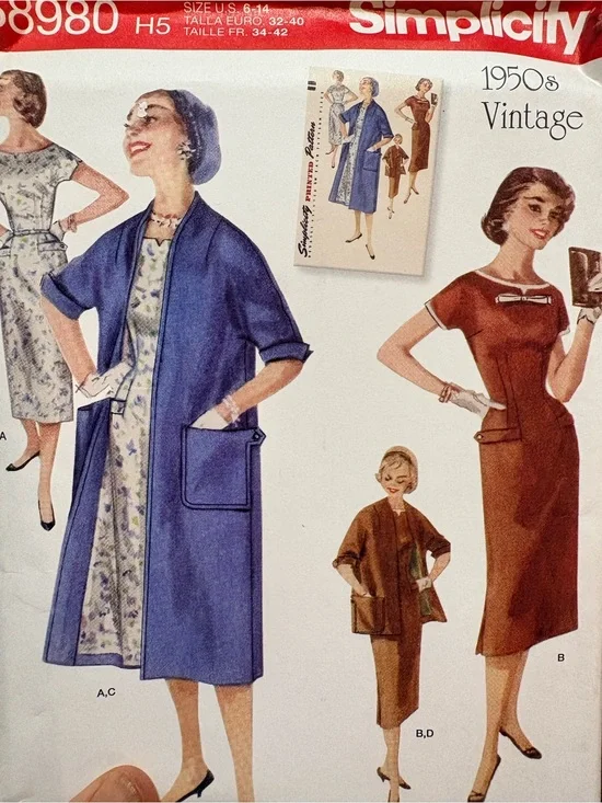 BN UNCUT SIMPLICITY 8980 R5 Plus Size Vintage 1950s SEWING PATTERNS DRESS