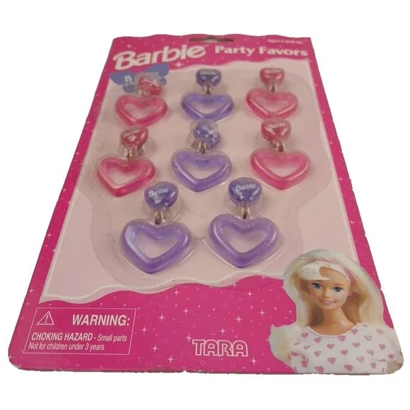 RARE Vintage 1997 Tara Toy Co Barbie Party Favors 4 pk Clip-On Earrings-SEALED!