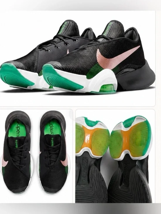 Nike SuperRep Go 3 Women's Training Shoes 10 Black/Pink Green gym Y2K sporty