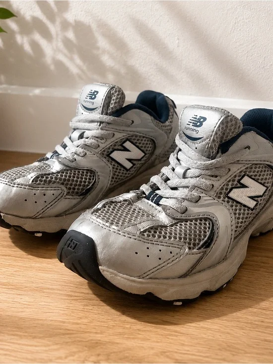 New Balance Kids Silver Gray Mesh Running Sneakers