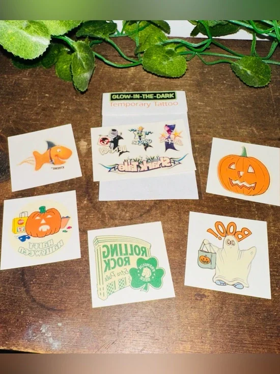 Vintage Promotional Temporary Glow in the Dark Halloween Tattoo Pack