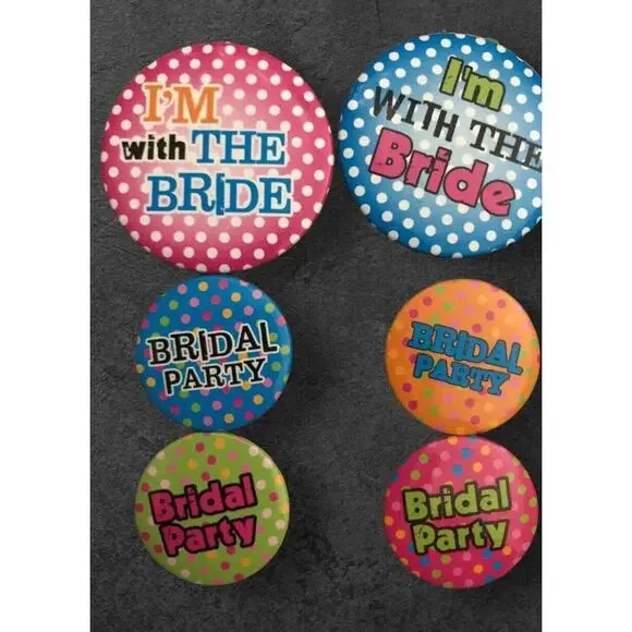 Bride Buttons Bachelorette Party, Bridal Party Buttons 6pc Novelty Pins Wedding‎
