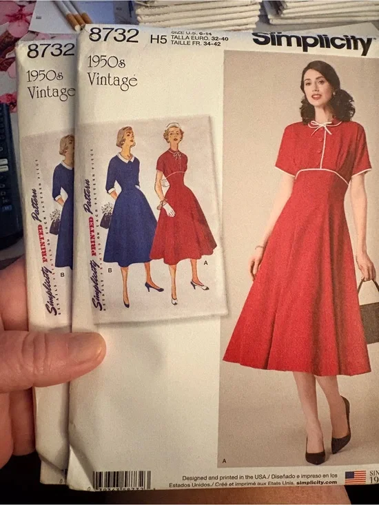 BN UNCUT SIMPLICITY 8732 H5 1950s PIN UP DRESS SEWING PATTERNS