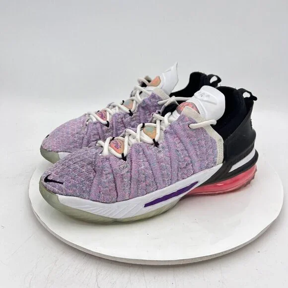 Nike LeBron 18 Youth Size 4.5Y Women 6 CW2760 900 Purple White Black Red Shoes