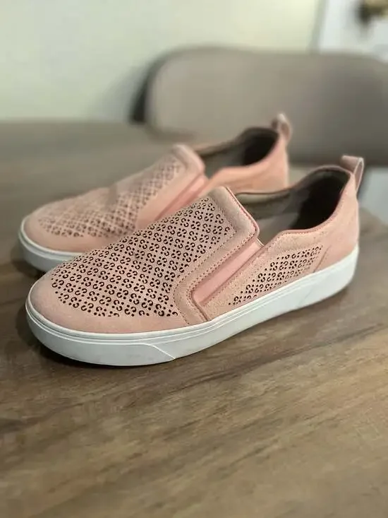 Vionic Kimmie Perf Suede Slip-On Sneakers in Rose