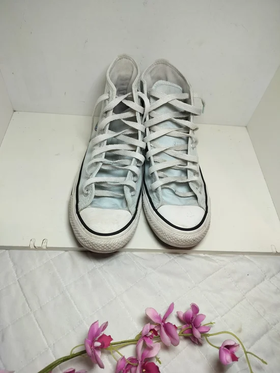 Converse Light Blue and White High-Top Sneakers