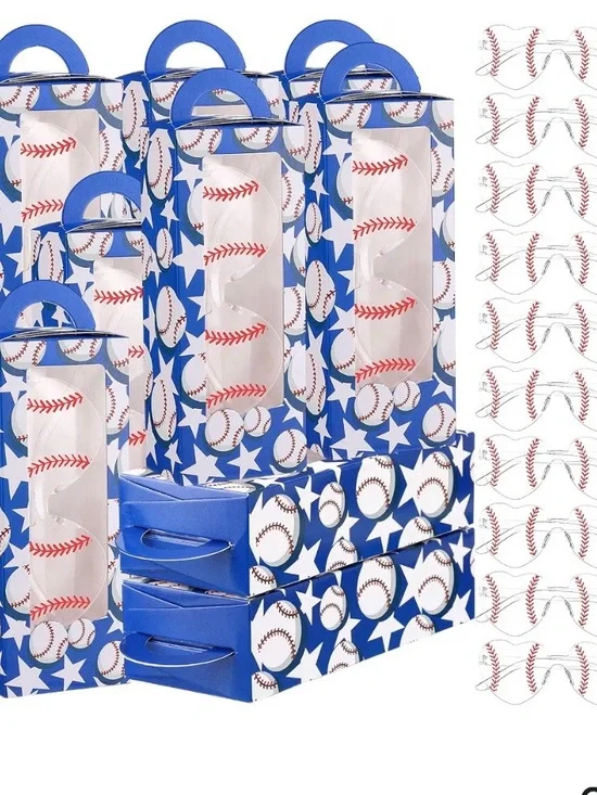 32 Piece Baseball Party Favor set with Sunglasses & Party Boxes - 2 Sets (64pcs)
