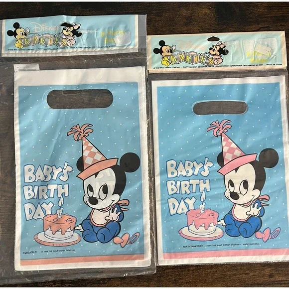 Vintage Disney Babies Baby Mickey Birthday Party Favor Loot Bags 16 Count