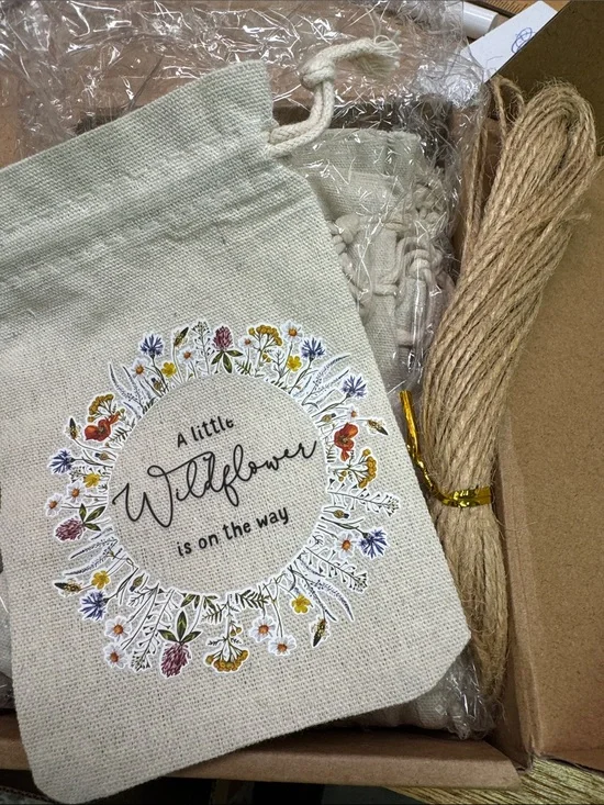 25 Sets Canvas Drawstring Gift Bag with Thank You Cards & Twine - NWT