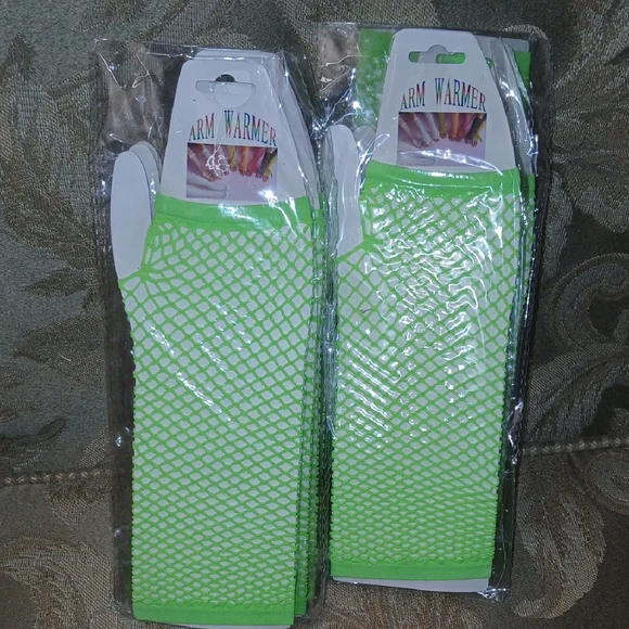 Neon Green Fishnet Arm Warmers Party favors lot of 12 NWT