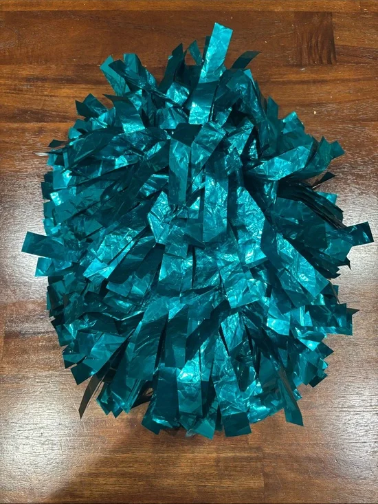 1-Teal Metallic Cheer Pom Pom - Home Party Supplies