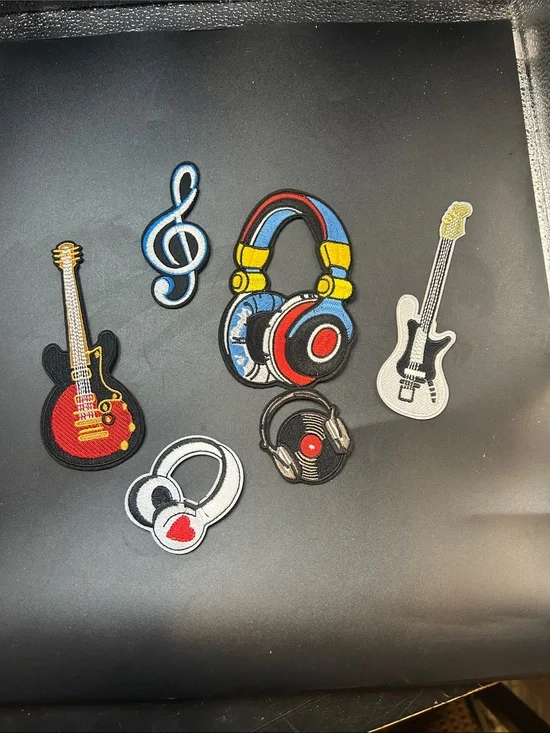Music-Themed Iron-On Patches Set - Multicolor