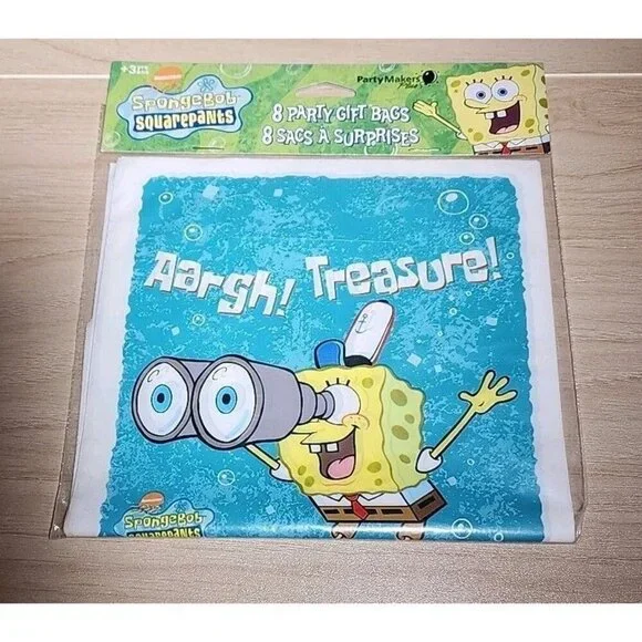 Spongebob Squarepants 8 ct Party Plastic Gift Loot Treat Favor Bags NEW SEALED