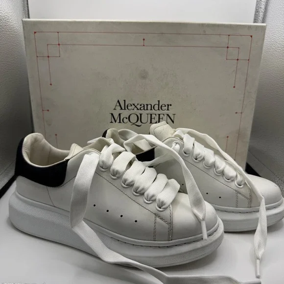 Alexander McQueen Oversized Sneakers White Black Suede 553770 Women 36 6