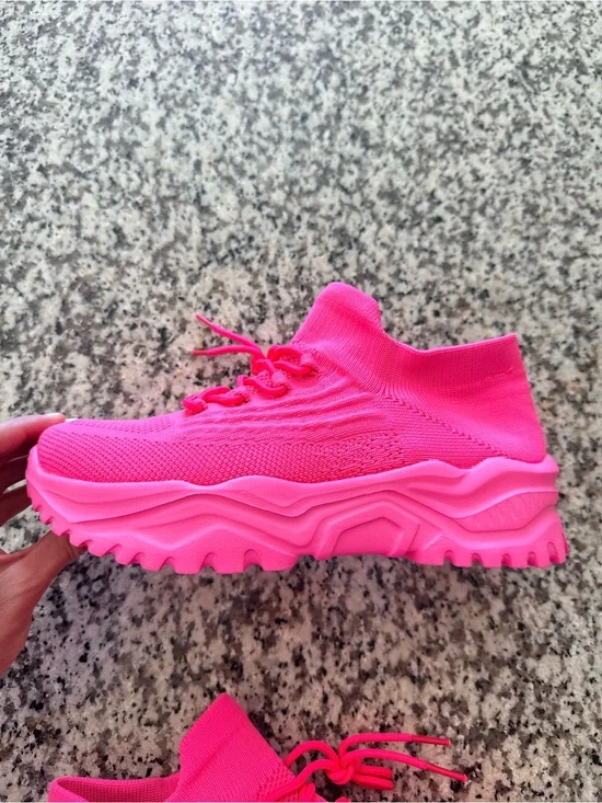Pink Knit Platform Sneaker