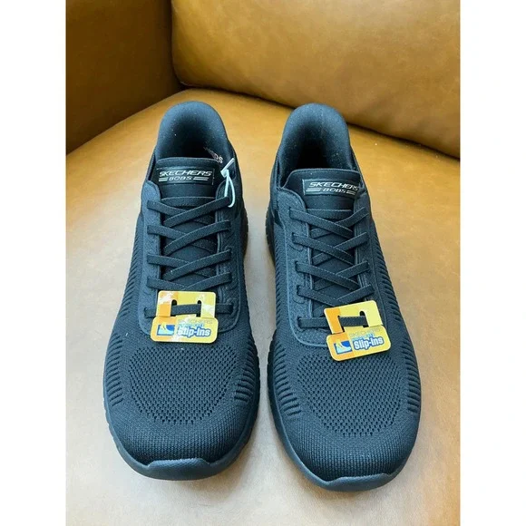 Skechers BOBS Sport Squad Chaos Women 7.5 Black New Slip-ins 117497 BBK