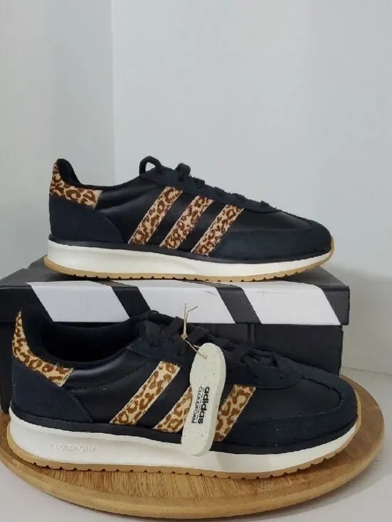 adidas RUN 70s 2.0 Black Leopard Print Accents Women's Size 7 NIB
