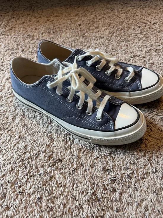 Converse Low-Top Canvas Sneakers in Navy and White