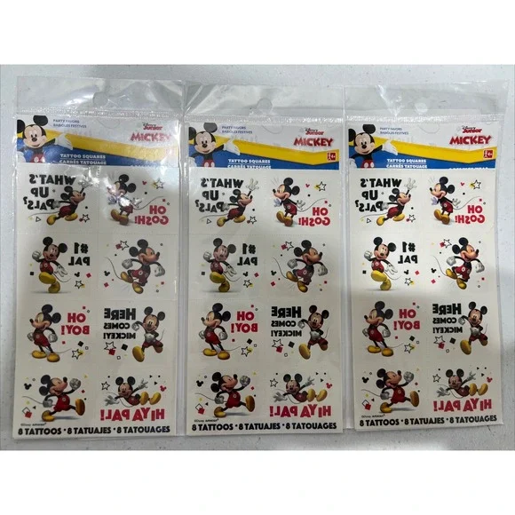 Mickey Mouse 24 Temporary TATTOOS Birthday Party Favor Stocking Stuffers 3 Packs