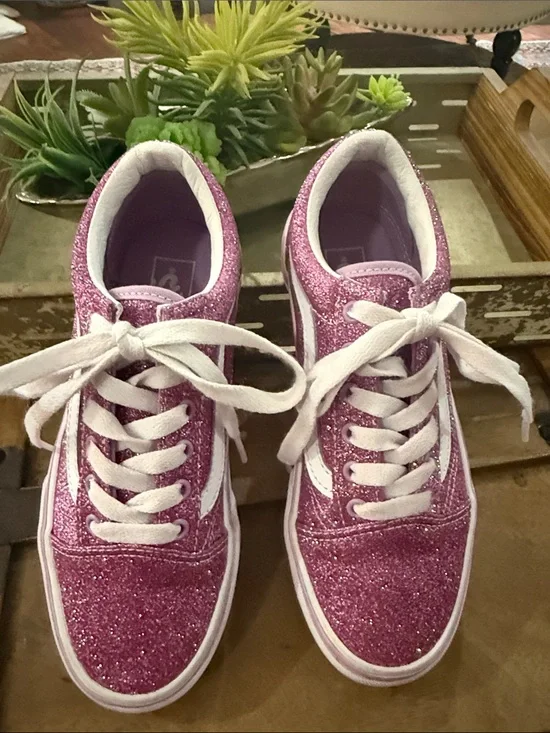 Vans Kids Glitter Purple Low-Top Sneakers