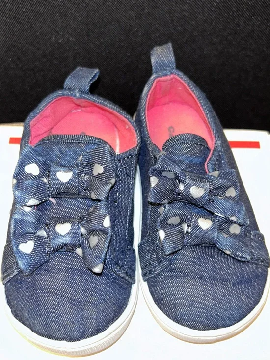 Garanimals Denim Slip-On Sneakers with Heart Bow Accents - Blue