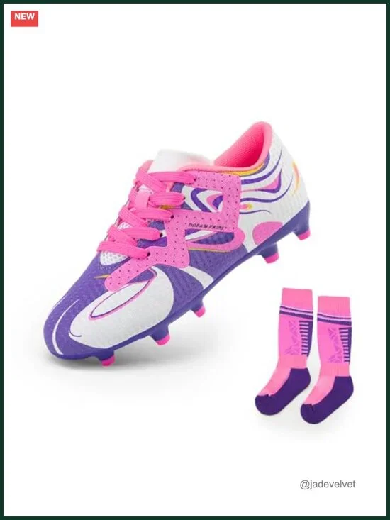 Toddler Soccer Cleats with Socks for Little/Big Kid Youth Firm Ground