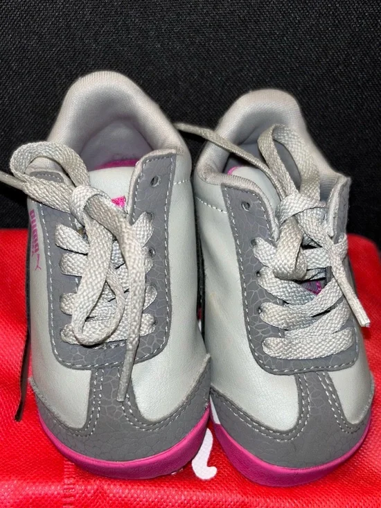 Puma Kids Gray and Pink Low-Top Sneakers