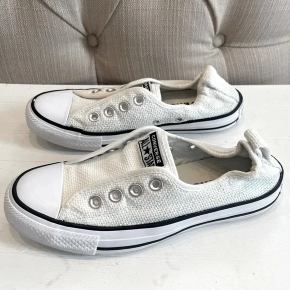 CONVERSE ALL STAR 547239C White Black Slip On Laceless Sneakers Womens Size 6
