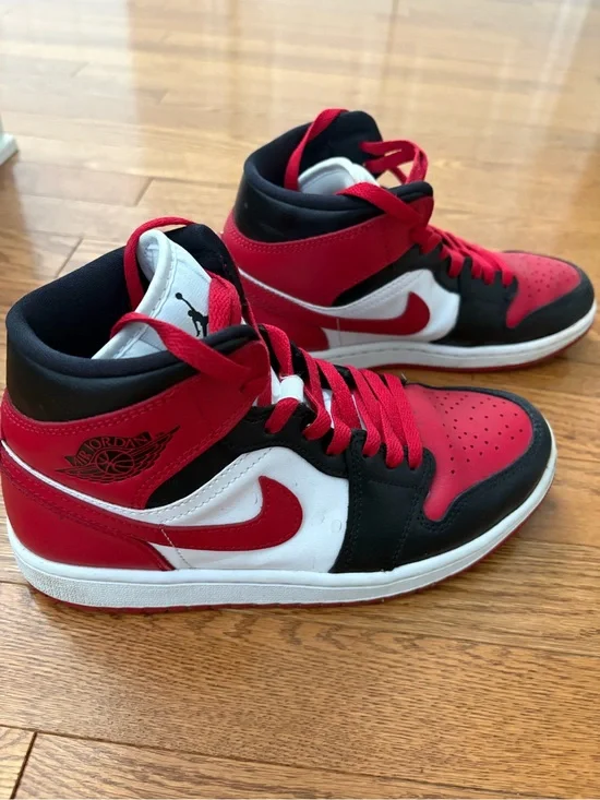 Nike Air Jordan 1 Mid Red Black White Sneakers