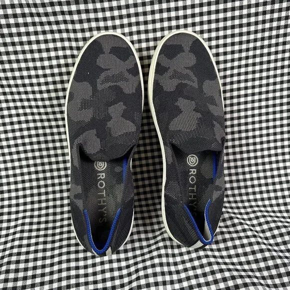 Rothy’s Gray Camo Slip On Sneakers Washable Flats Women's Size 7.5
