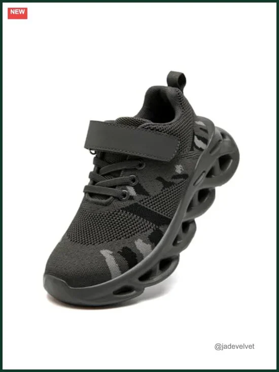 Kids Lightweight Mesh Athletic Shoes with Hook & Loop Closure