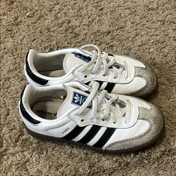 adidas Kids Samba White Black Leather Sneakers