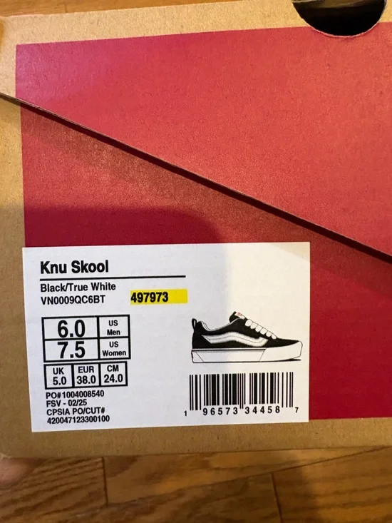 Vans Knu Skool Black and True White Low-Top Sneakers