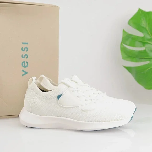 Vessi Womens Everyday Move Sneakers Size 10 Waterproof White Knit Lace Up Shoes