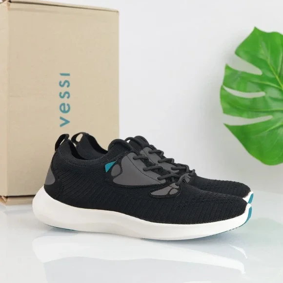 Vessi Womens Everyday Move Sneakers Size 10 Waterproof Black Knit Lace Up Shoes