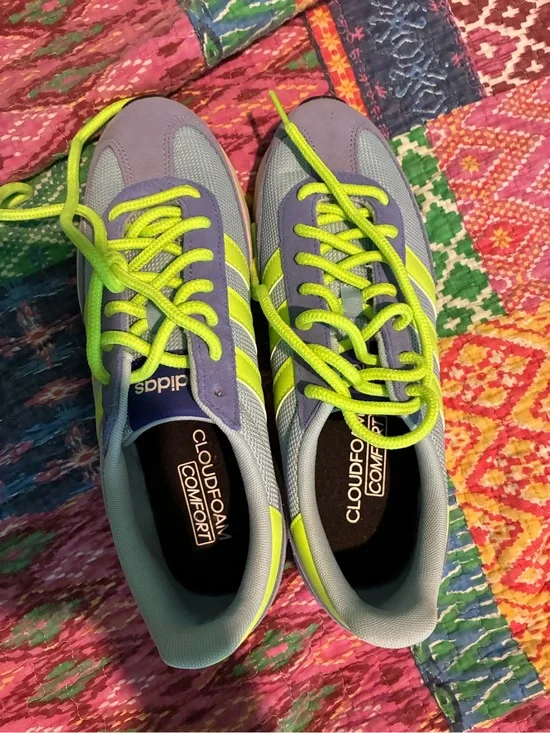adidas Purple Sneakers with Neon Green Accents