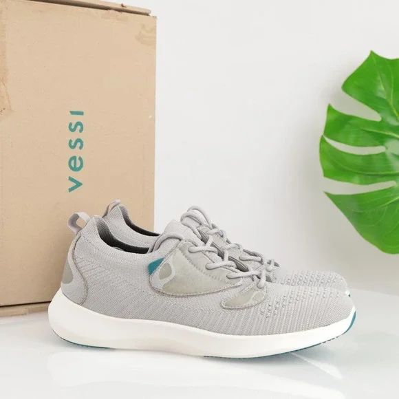Vessi Womens Everyday 2.0 Move Sneaker Size 9 Waterproof Gray Knit Lace Up Shoes