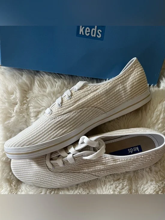 Vintage Keds Seersucker Sneakers NOS NIB Size 10M