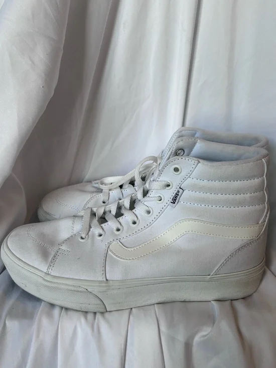 Vans Sk8-Hi All White High Top Sneakers