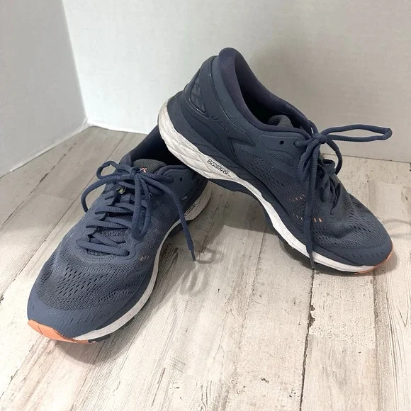 ASICS Gel Kayano 24 Womens 7.5 Smoke Blue Canteloupe Running Lace Up‎ FlyteFoam