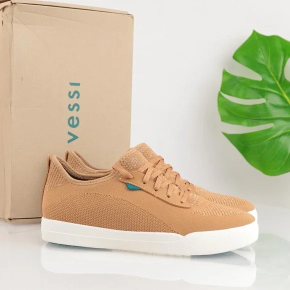 Vessi Womens Weekend Sneakers Size 9 Waterproof Oak Brown Lace Up Comfort Shoes