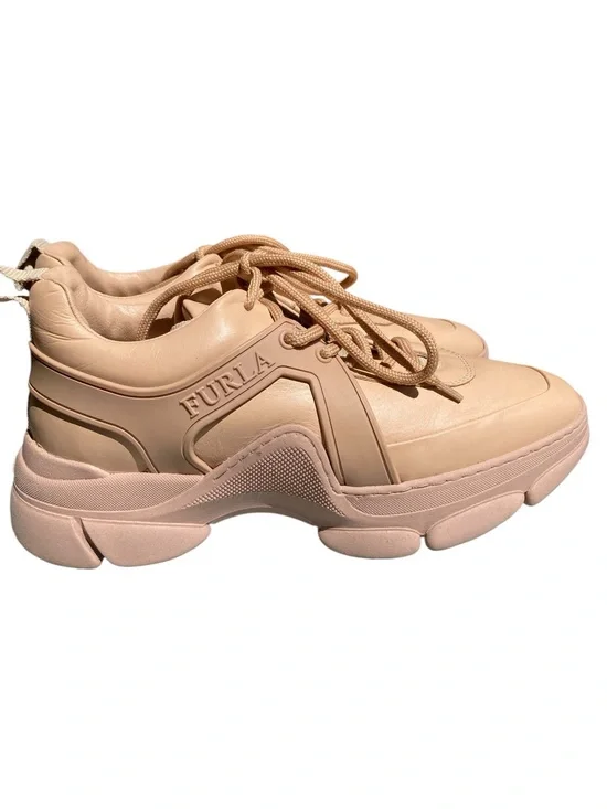Furla Leather Sneakers Made in Italy EU 38 US 8 Beige Luxury Sneakers