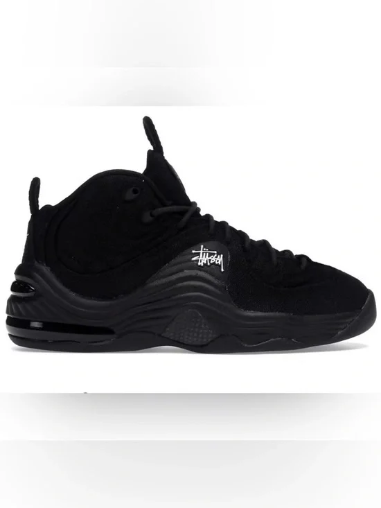 Stussy x Nike Air Penny 2 Black Sneakers SZ 6M 7.5W Athleisure NWOT Retail $200